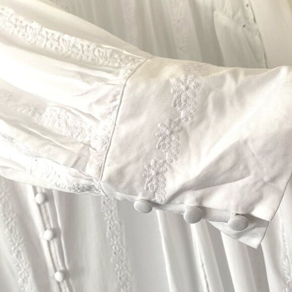 Torid White Button-Down Long Sleeve Dress Lined Slip Embroidered XXL Cottagecore - Picture 6 of 13